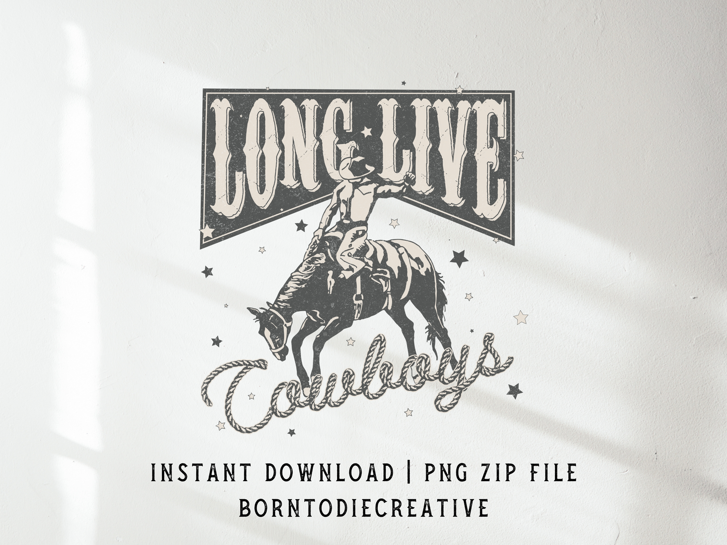 Long Live Cowboys Retro Western Desert Rodeo Bucking Horse Cigarette Box Sublimation Graphic Design | Instant Download | Png Zip File | Clipart Circuit Print Transfer Cut File