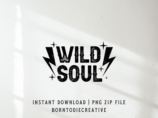 Wild Soul Western Hipster Metal Rocker Stars & Lightning Sublimation Graphic Design | Instant Download | Png Zip File | Clipart Circuit Print Transfer Cut File