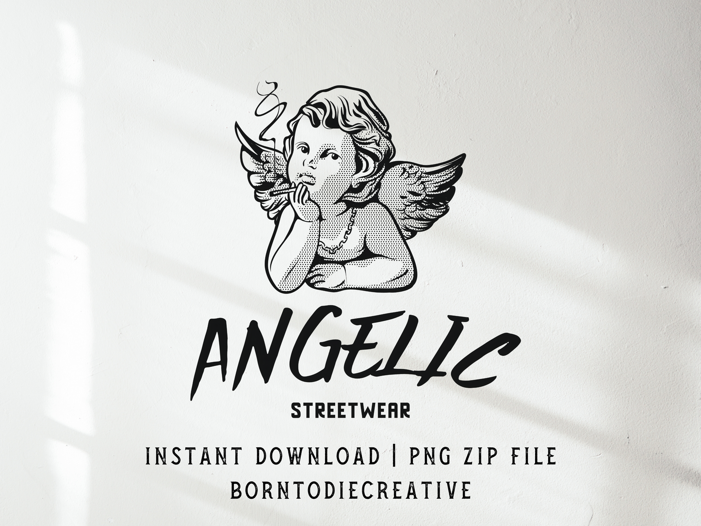 Angelic Streetwear Retro Vintage Baby Angle Smoking Sublimation Silhouette Graphic Design | Instant Download | Png Zip File | Clipart Circuit Print Transfer Cut File