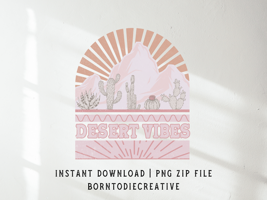 Desert Vibes Western Pink Cowgirl Cactus Succulent Sublimation Graphic Design | Instant Download | Png Zip File | Clipart Circuit Print Transfer Cut File