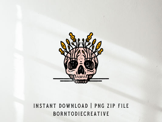 Retro Skull Plant Eye Cartoon Sublimation Graphic Design | Instant Download | Png Zip File | Clipart Circuit Print Transfer Cut File