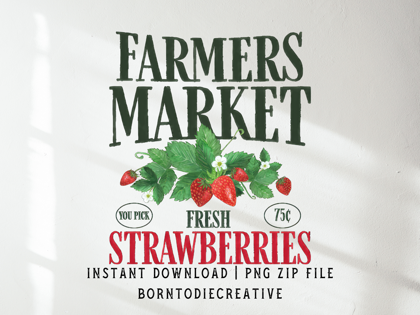 Fresh Strawberries You Pick Farmers Market Retro Vintage Watercolour Cottage Core Sublimation Silhouette Graphic Design | Instant Download | Png Zip File | Clipart Circuit Print Transfer Cut File