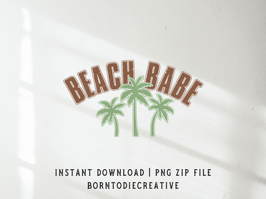 Beach Babe Retro Vintage Summer Palm Trees Sublimation Silhouette Graphic Design | Instant Download | Png Zip File | Clipart Circuit Print Transfer Cut File