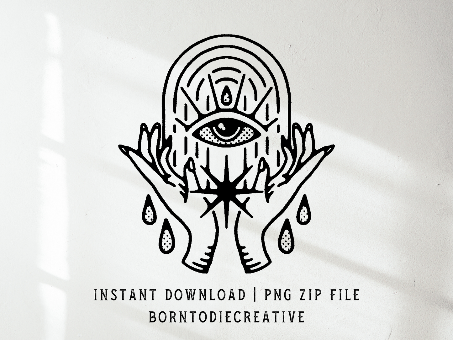 Boho Hands Eye Retro Cartoon Sublimation Graphic Design | Instant Download | Png Zip File | Clipart Circuit Print Transfer Cut File