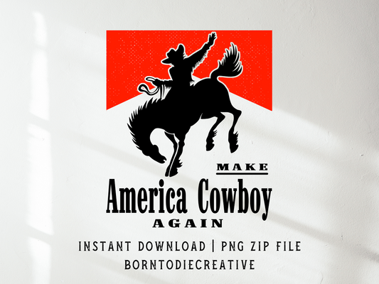 Make America Cowboy Again Retro Western Cigarette Box Bucking Horse Sublimation Graphic Design | Instant Download | Png Zip File | Clipart Circuit Print Transfer Cut File