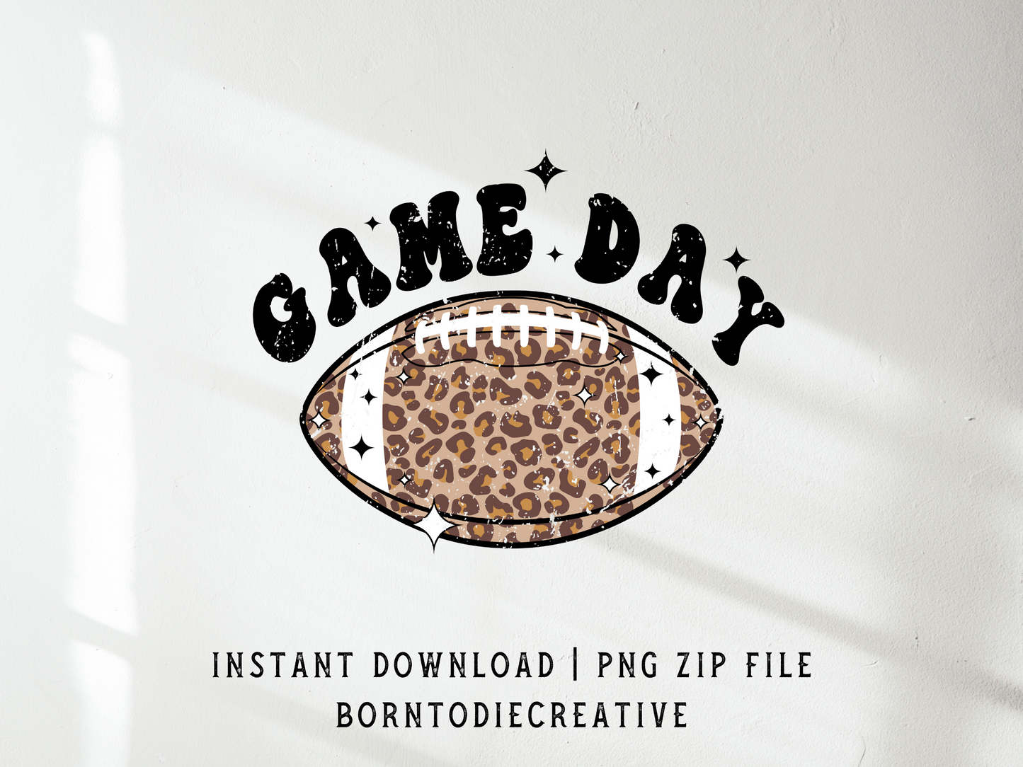 Game Day Retro Vintage Cheetah Print Football Sublimation Silhouette Graphic Design | Instant Download | Png Zip File | Clipart Circuit Print Transfer Cut File