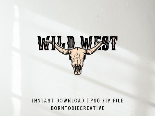 Wild West Retro Southern Cowboy Desert Country Skull Sublimation Graphic Design | Instant Download | Png Zip File | Clipart Circuit Print Transfer Cut File