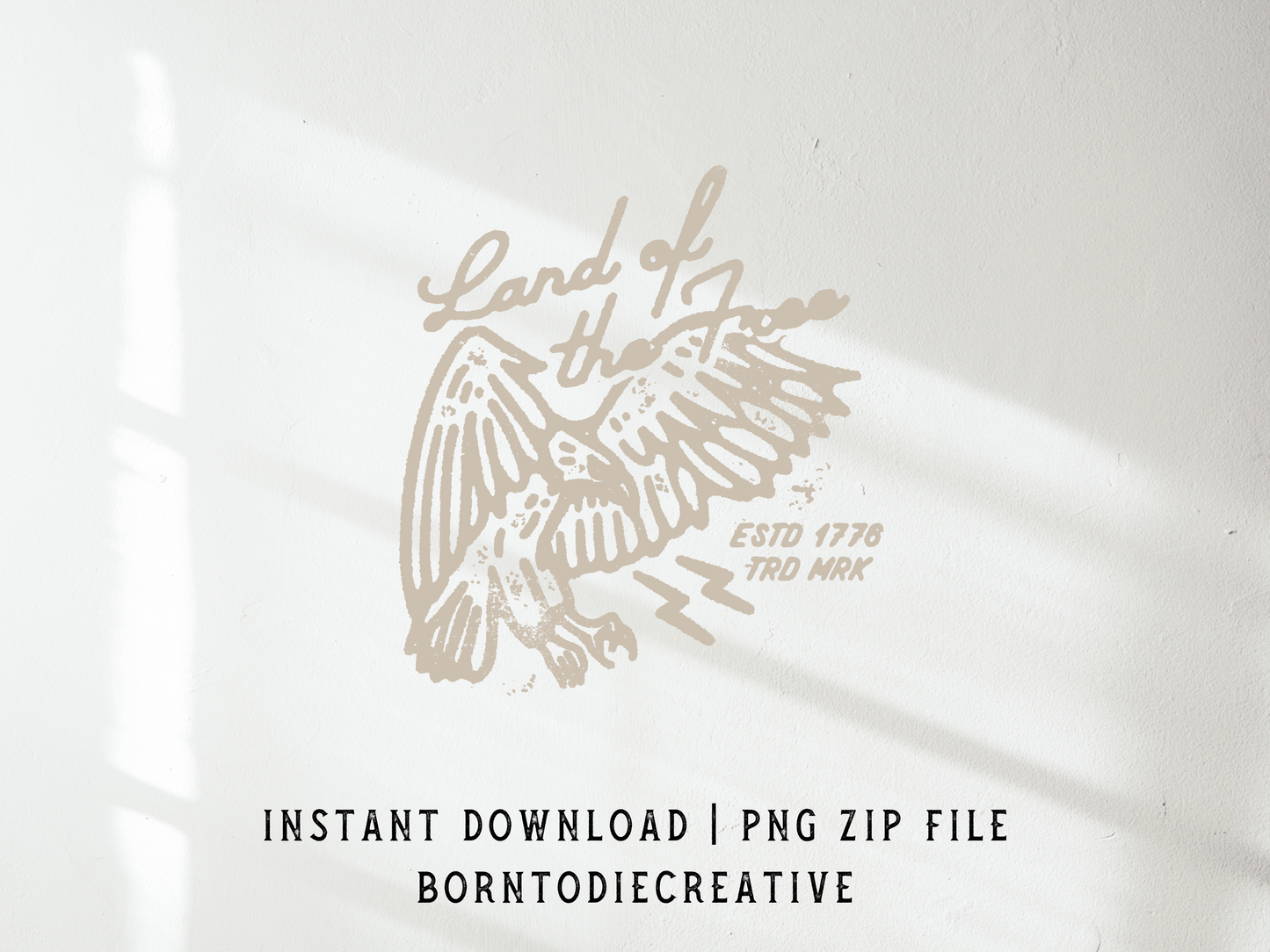 Land Of The Free American Eagle Sublimation Graphic Design | Instant Download | Png Zip File | Clipart Circuit Print Transfer Cut File