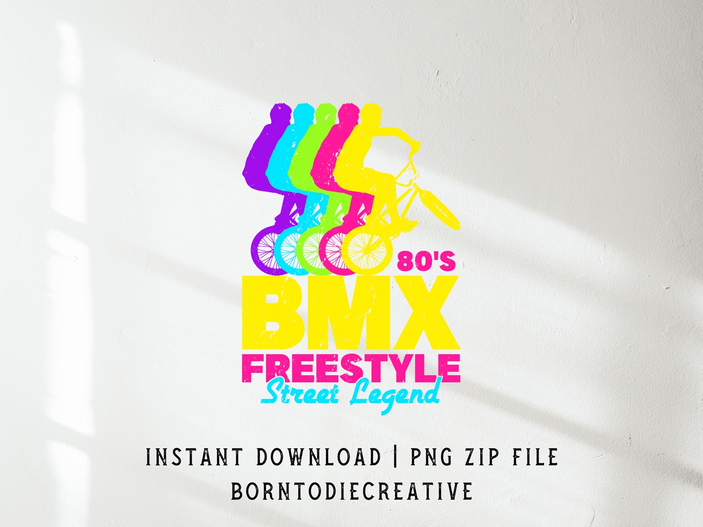 80’s BMX Freestyle Street Legend Retro Vintage Rainbow Bike Rider Sublimation Silhouette Graphic Design | Instant Download | Png Zip File | Clipart Circuit Print Transfer Cut File