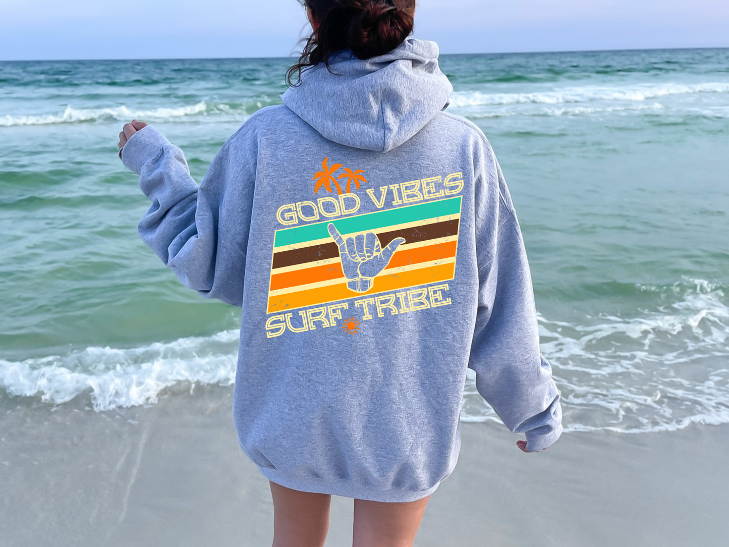 Good Vibes & Surfer Tribes Retro Vintage Groovy Sunset Palm Tree Summer Beach Sublimation Silhouette Graphic Design | Instant Download | Png Zip File | Clipart Circuit Print Transfer Cut File