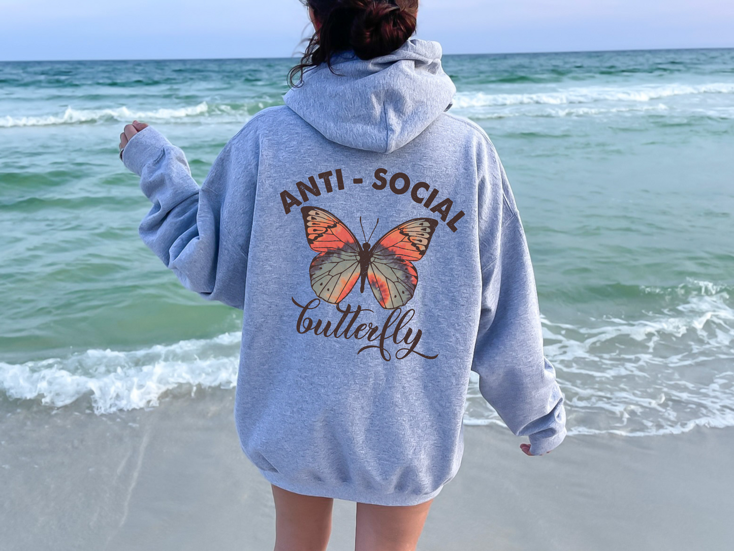 Anti-Social Butterfly Retro Vintage Tie Dye Self Love Sublimation Silhouette Graphic Design | Instant Download | Png Zip File | Clipart Circuit Print Transfer Cut File