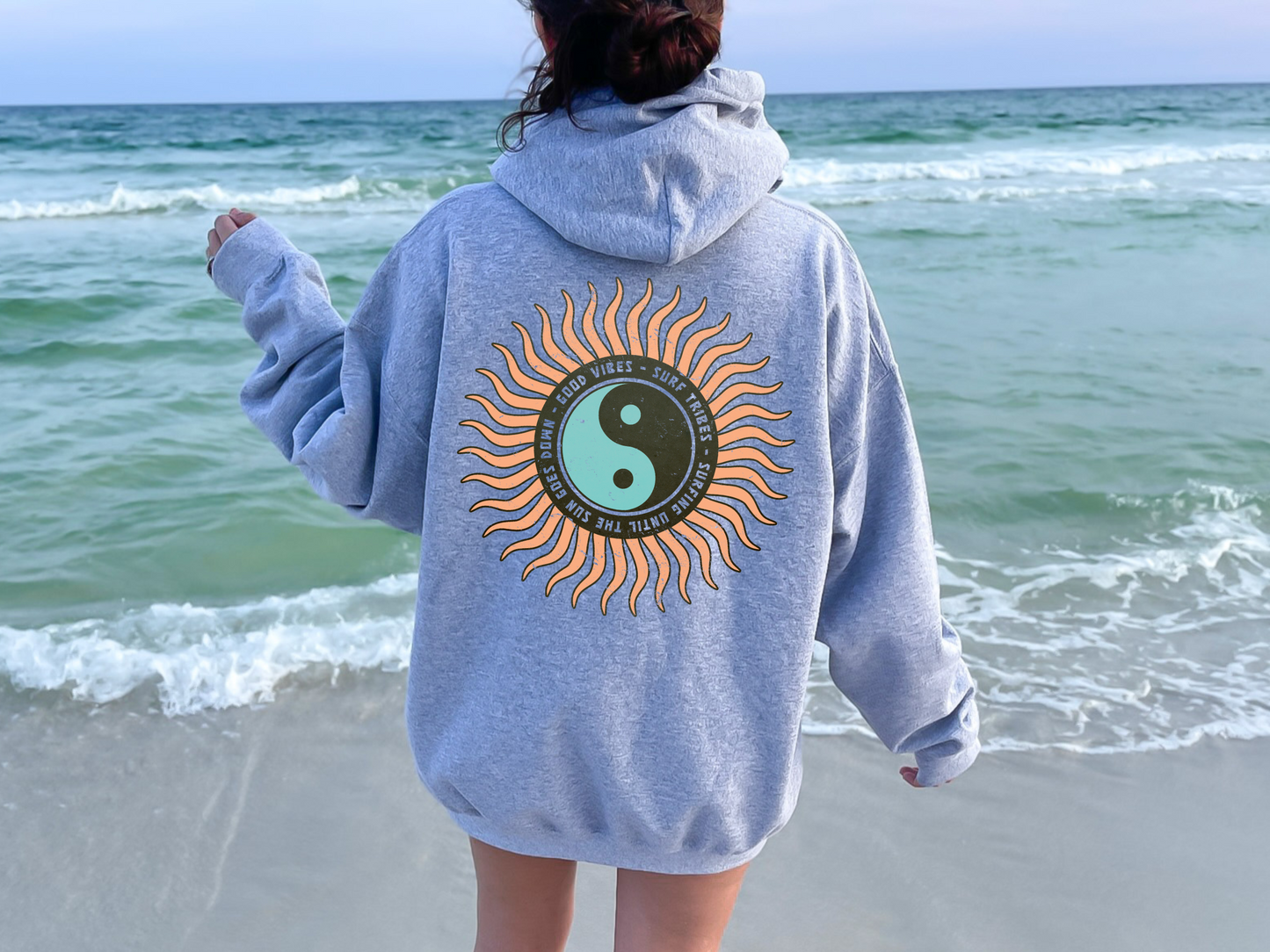 Good Vibes Surfer Tribes Surfing Until The Sun Goes Down Retro Summer Beach Ying Yang Sublimation Silhouette Graphic Design | Instant Download | Png Zip File | Clipart Circuit Print Transfer Cut File