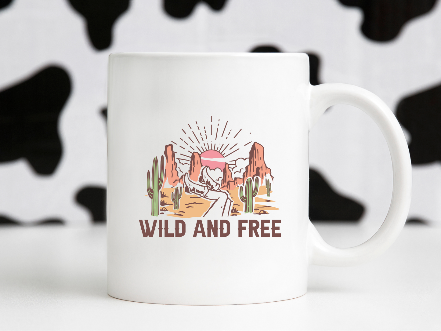 Wild & Free Western Desert Cactus Sexy Cowgirl Boots Mountain Landscape Sublimation Graphic Design | Instant Download | Png Zip File | Clipart Circuit Print Transfer Cut File