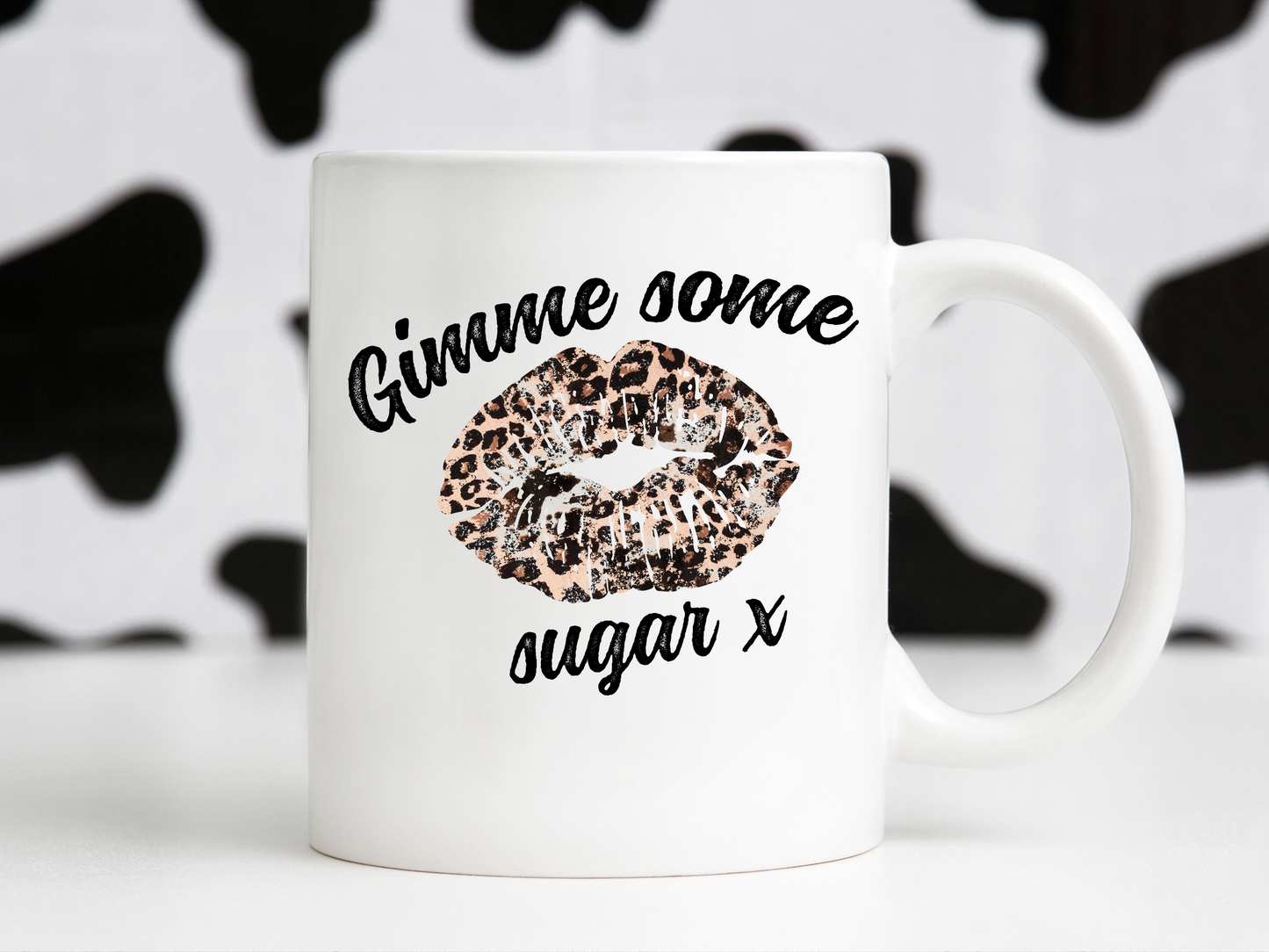 Gimme Some Sugar X Retro Vintage Sexy Lips Stick Stain Cheetah Print Sublimation Silhouette Graphic Design | Instant Download | Png Zip File | Clipart Circuit Print Transfer Cut File