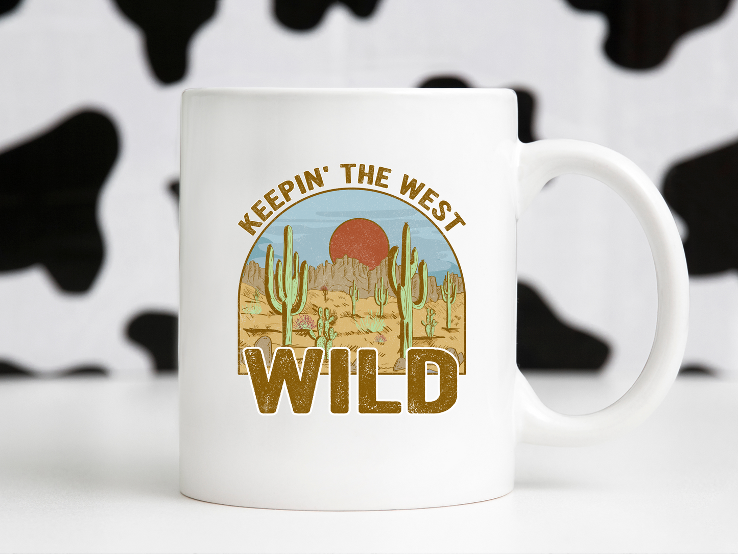 Keepin’ The West Wild Retro Southern Desert Cactus Country Mountain Sunset Landscape Sublimation Graphic Design | Instant Download | Png Zip File | Clipart Circuit Print Transfer Cut File