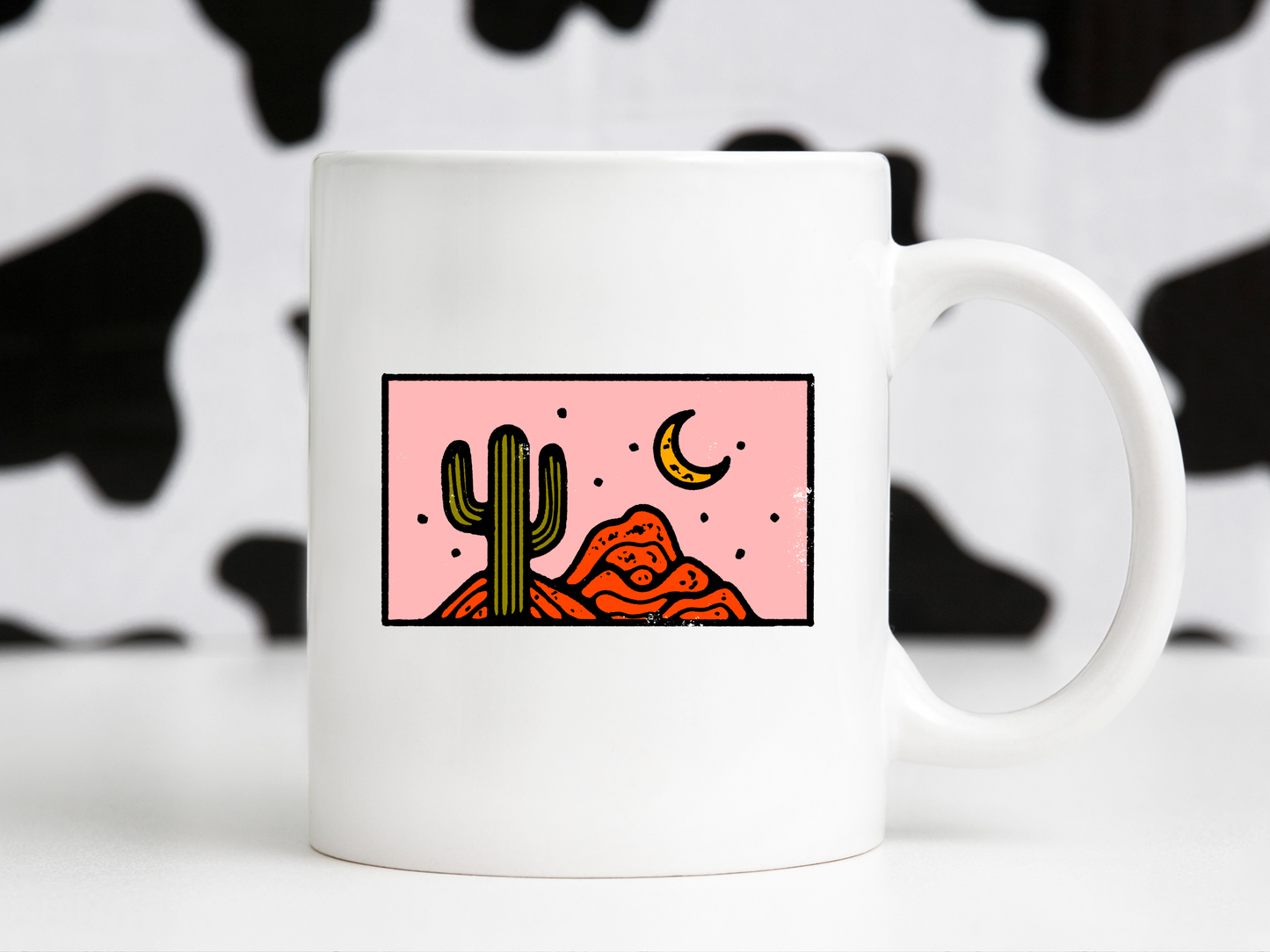 Boho Cactus Mountain Moon Landscape Retro Groovy Sublimation Graphic Design | Instant Download | Png Zip File | Clipart Circuit Print Transfer Cut File