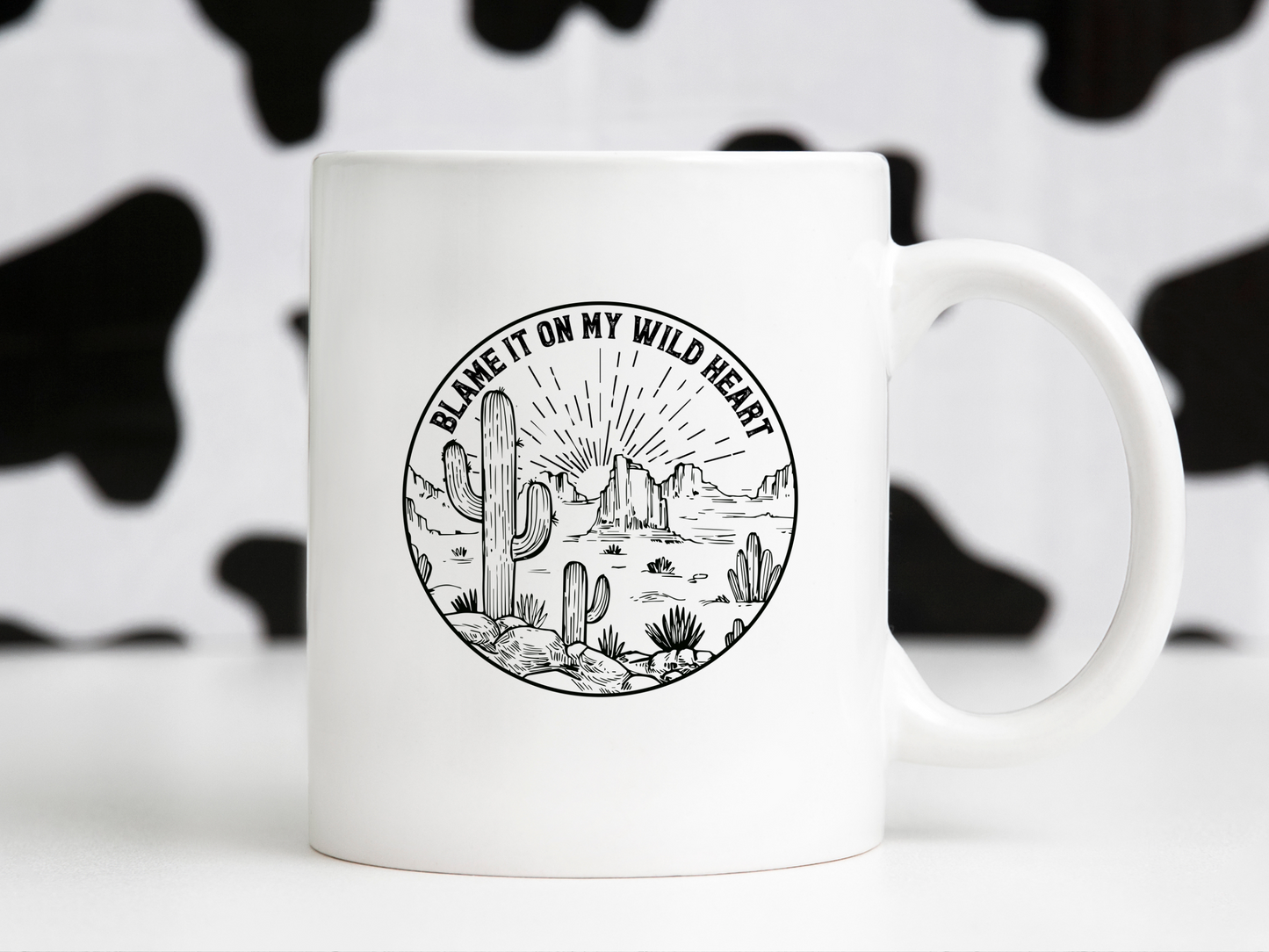 Blame It On My Wild Heart Retro Western Desert Cactus Cowgirl Country Mountain Landscape Sublimation Graphic Design | Instant Download | Png Zip File | Clipart Circuit Print Transfer Cut File