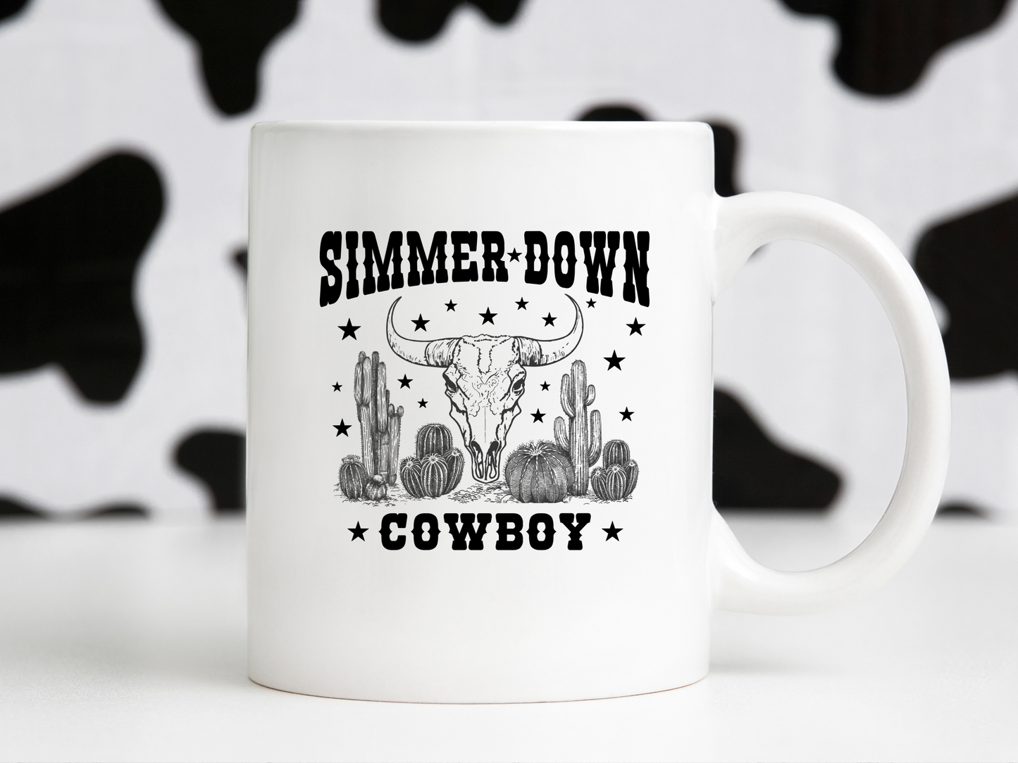 Simmer Down Cowboy Western Desert Skull Sublimation Graphic Design | Instant Download | Png Zip File | Clipart Circuit Print Transfer Cut File