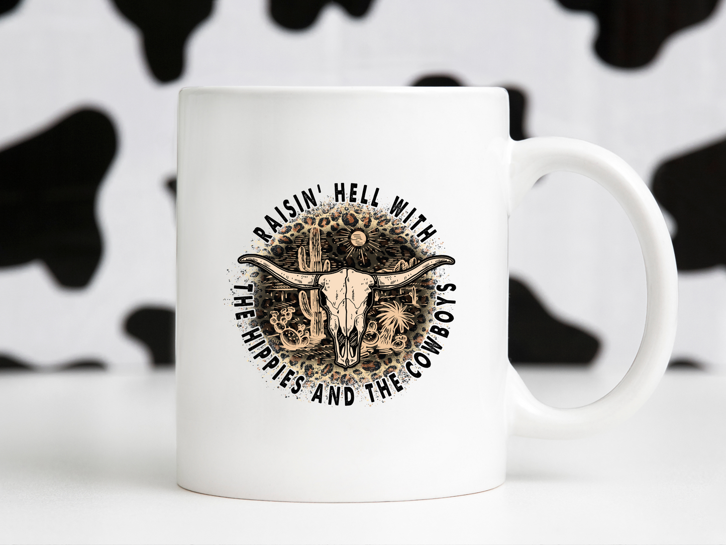 Raisin’ Hell With The Hippies And The Cowboys Western Desert Cactus Country Landscape Sublimation Graphic Design | Instant Download | Png Zip File | Clipart Circuit Print Transfer Cut File