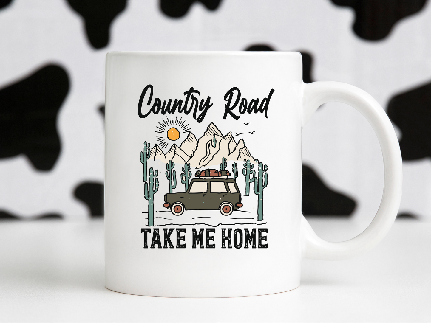 Country Road Take Me Home Western Desert Cactus Highway Mountain Landscape Sublimation Graphic Design | Instant Download | Png Zip File | Clipart Circuit Print Transfer Cut File