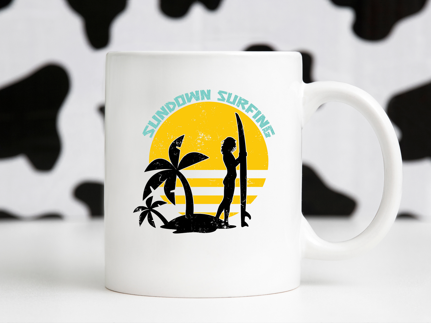 Sundown Surfing Girl Retro Vintage Summer Beach Palm Tree Sublimation Silhouette Graphic Design | Instant Download | Png Zip File | Clipart Circuit Print Transfer Cut File