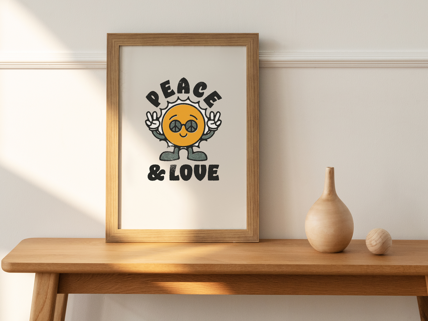 Peace & Love Retro Groovy Cartoon Mascot Sublimation Graphic Design | Instant Download | Png Zip File | Clipart Circuit Print Transfer Cut File