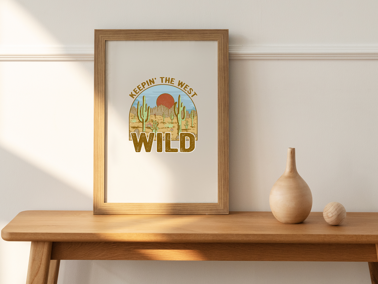 Keepin’ The West Wild Retro Southern Desert Cactus Country Mountain Sunset Landscape Sublimation Graphic Design | Instant Download | Png Zip File | Clipart Circuit Print Transfer Cut File