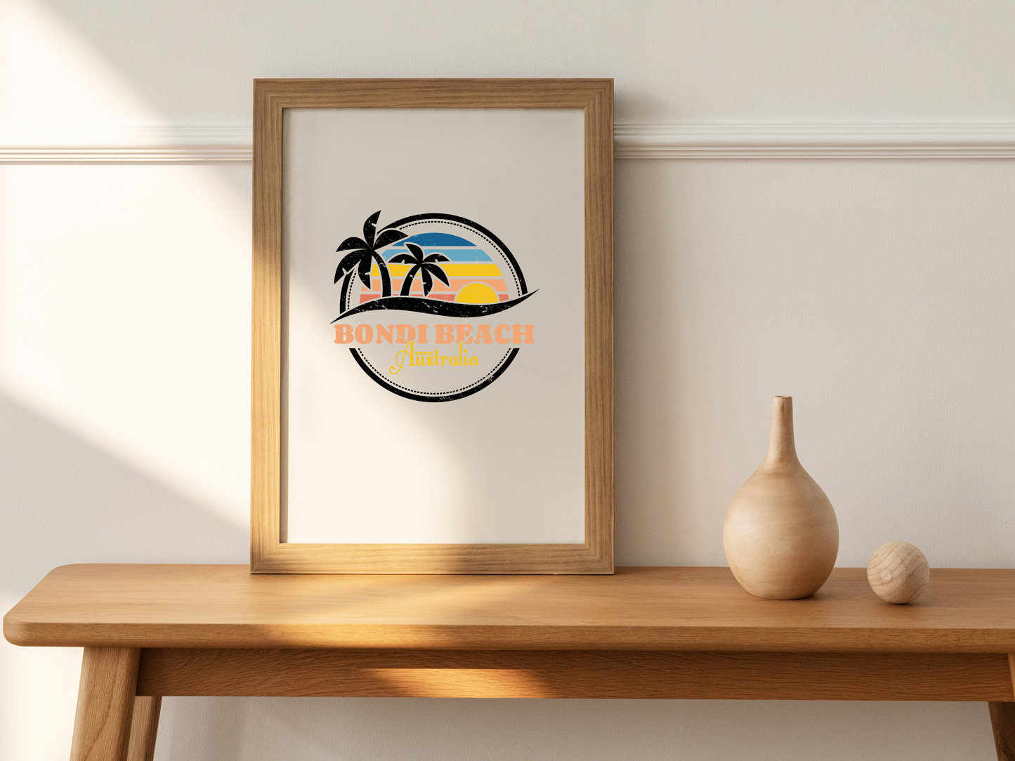 Bondi Beach Australia Retro Vintage Ocean Surfer Palm Tree Sunset Sublimation Silhouette Graphic Design | Instant Download | Png Zip File | Clipart Circuit Print Transfer Cut File