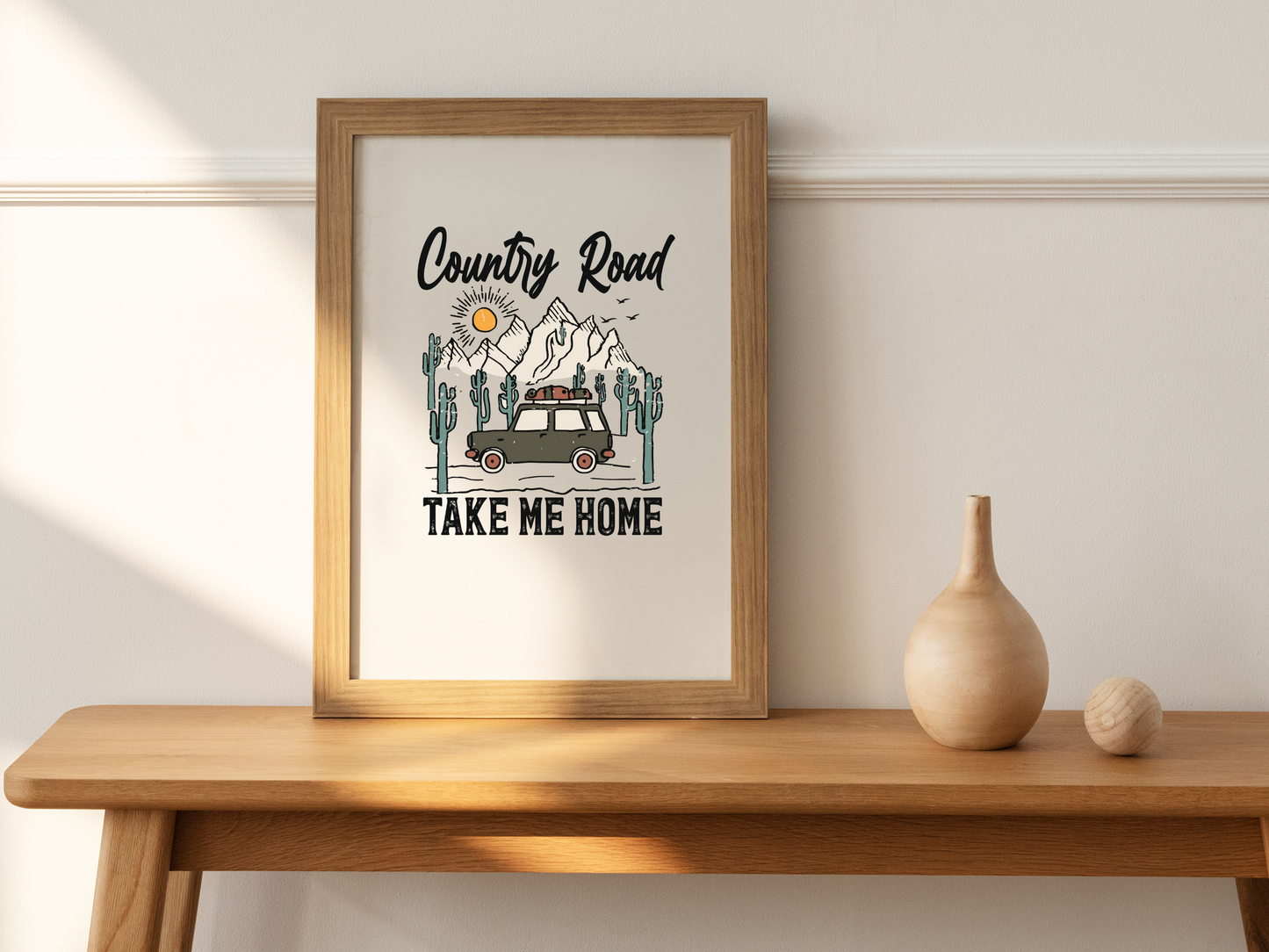 Country Road Take Me Home Western Desert Cactus Highway Mountain Landscape Sublimation Graphic Design | Instant Download | Png Zip File | Clipart Circuit Print Transfer Cut File