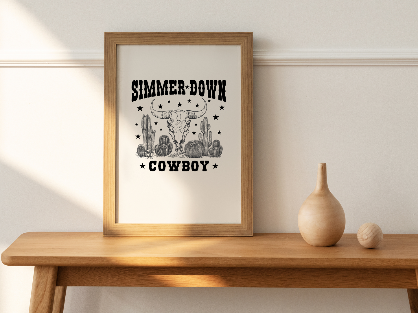 Simmer Down Cowboy Western Desert Skull Sublimation Graphic Design | Instant Download | Png Zip File | Clipart Circuit Print Transfer Cut File